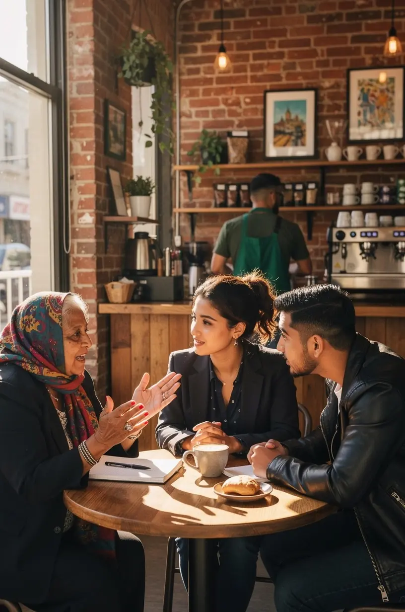 Close-up of a young woman sharing her personal story on a video call, representing transparent and educational communication.