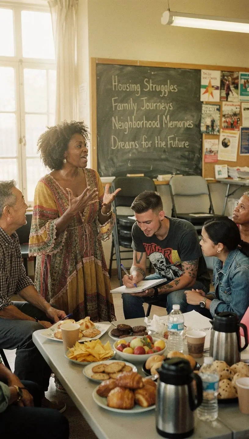Illustration of interconnected icons symbolizing local solutions, insights, and community challenges across Canadian neighborhoods.